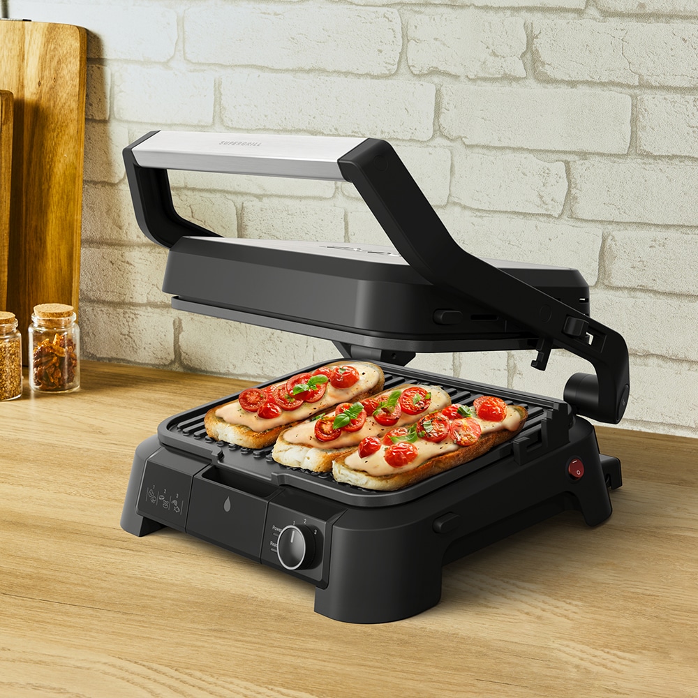 Gratar electric TEFAL SuperGrill 3in1 GC5108E0, 2000W, negru-argintiu