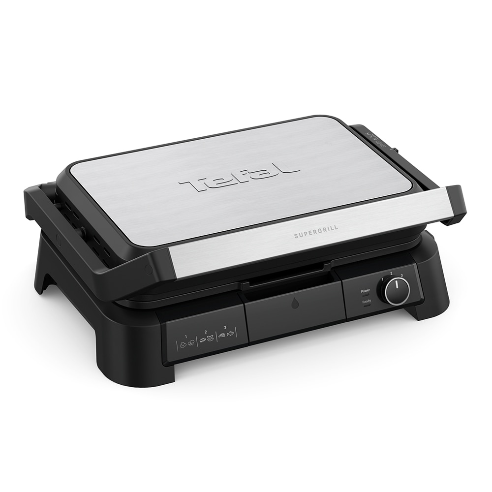 Gratar electric TEFAL SuperGrill 3in1 GC520DE0, 2200W, negru-argintiu