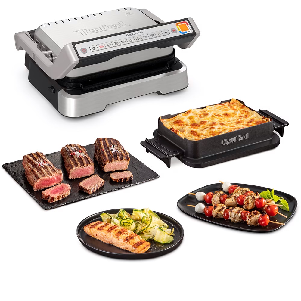 Gratar electric TEFAL OptiGrill 4in1 GC774D30, 2100W, 9 programe automate, argintiu-negru