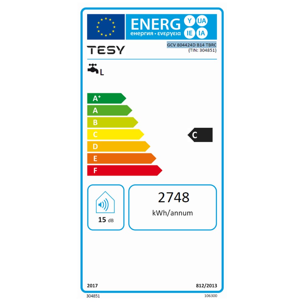 Boiler electric vertical TESY Anticalc GCV 8044 24D B14 TBRC, 80l, 2400W, alb