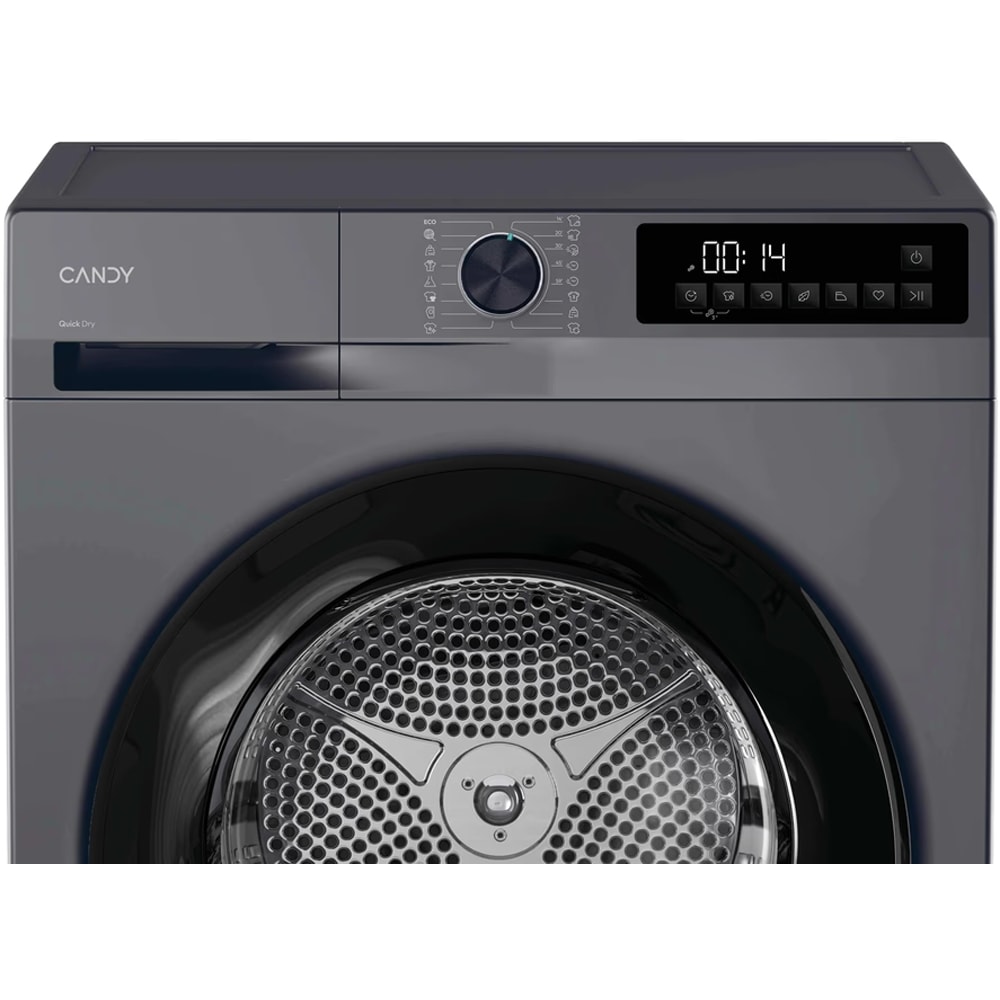 Uscator de rufe CANDY GD 9N2BR-S, Pompa de caldura, 9 kg, 16 programe, Clasa D, antracit