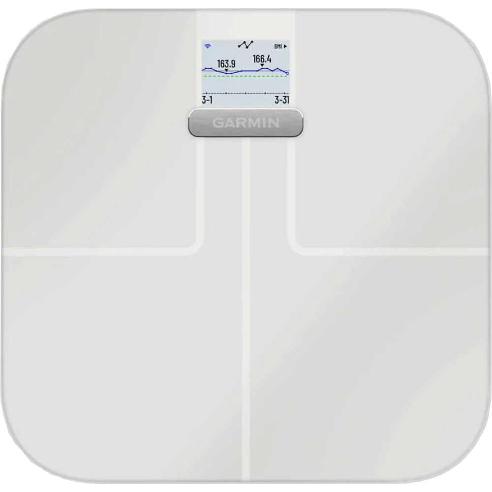 Cantar corporal Smart GARMIN Index S2, 180 kg, Wi-Fi, sticla securizata, alb