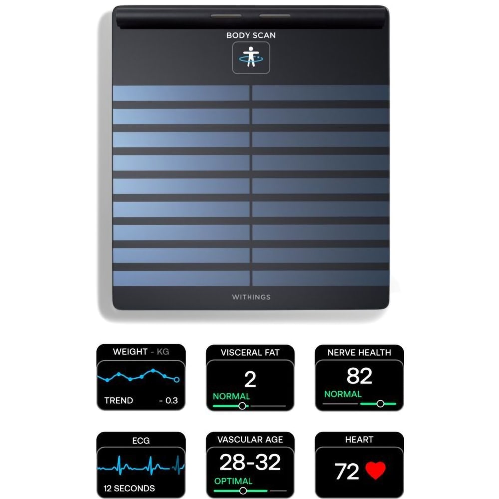 Cantar corporal Smart WITHINGS Body Scan Connected, Bluetooth, Wi-Fi, Negru