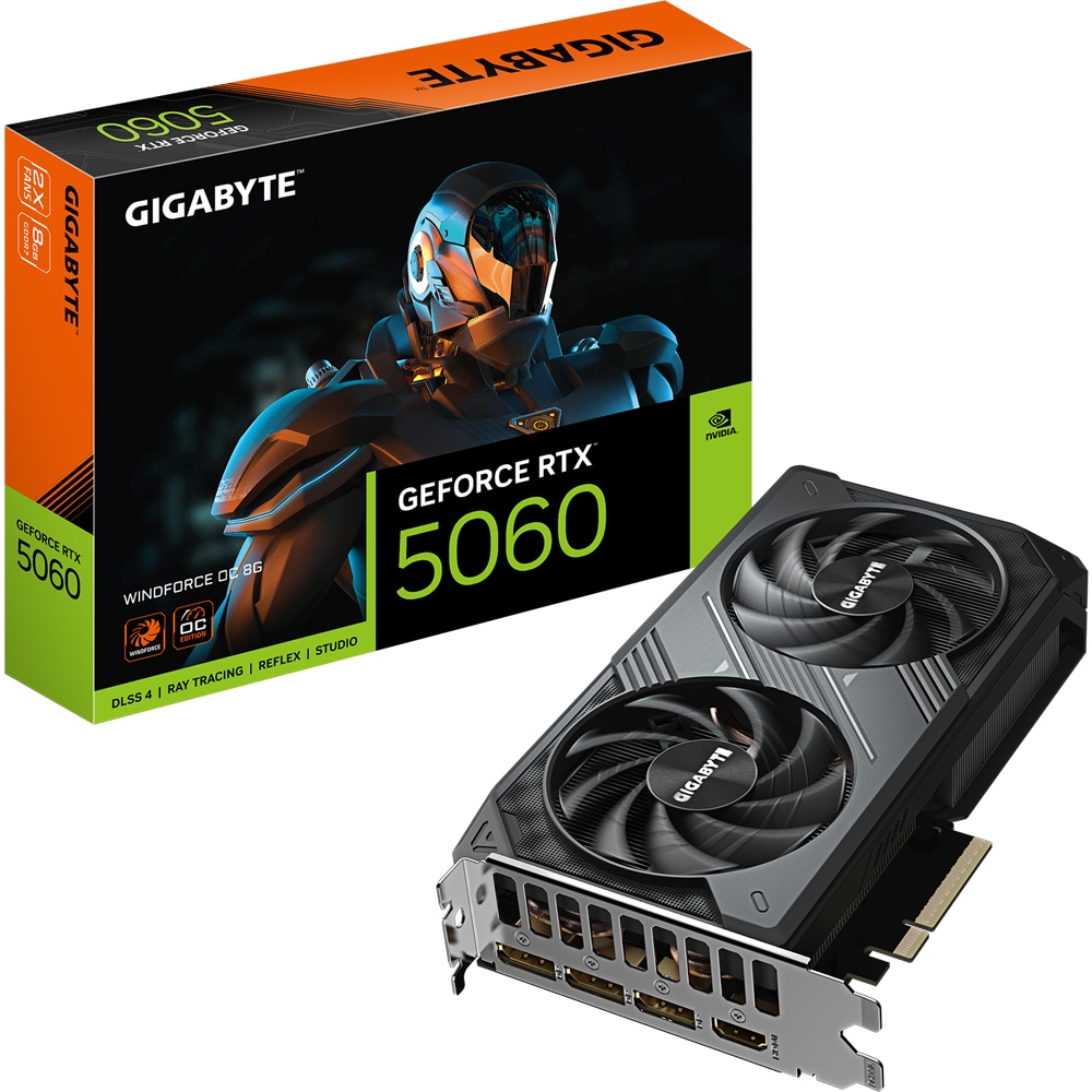 Placa video GIGABYTE GeForce RTX 5060 WINDFORCE OC 8G, 8GB GDDR7, 128bit, GV-N5060WF2OC-8GD