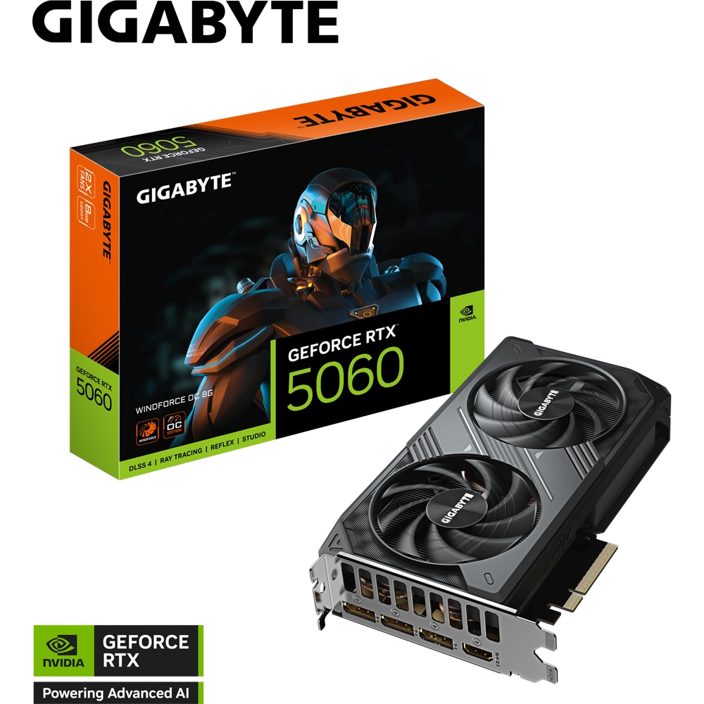 Placa video GIGABYTE GeForce RTX 5060 WINDFORCE OC 8G, 8GB GDDR7, 128bit, GV-N5060WF2OC-8GD