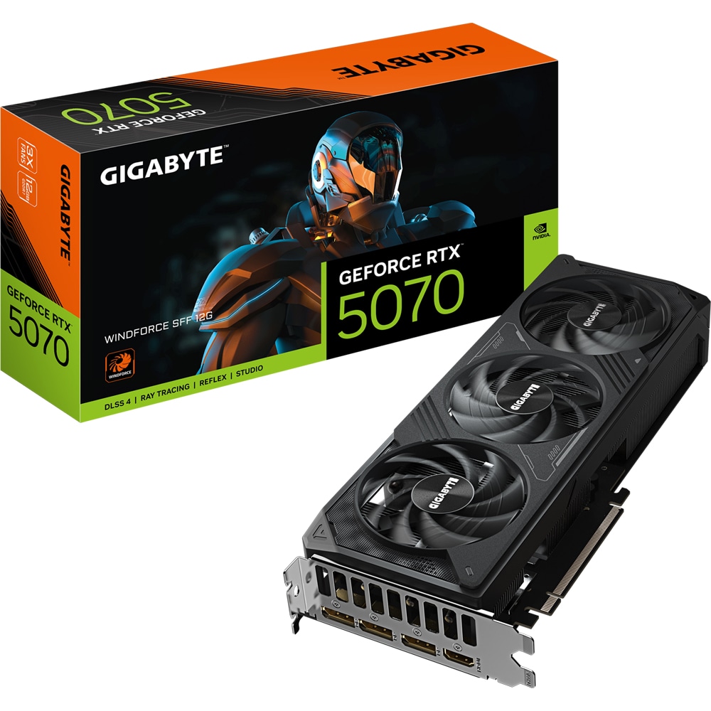 Placa video GIGABYTE GeForce RTX 5070 WINDFORCE SFF 12G, 12GB GDDR7, 192bit, GV-N5070WF3-12GD
