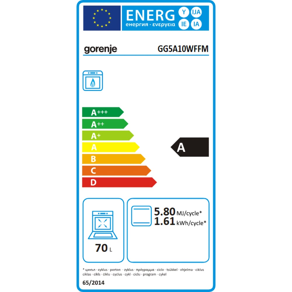 Aragaz GORENJE GG5A10WFFM, 4 arzatoare, Gaz, L 50 cm, alb