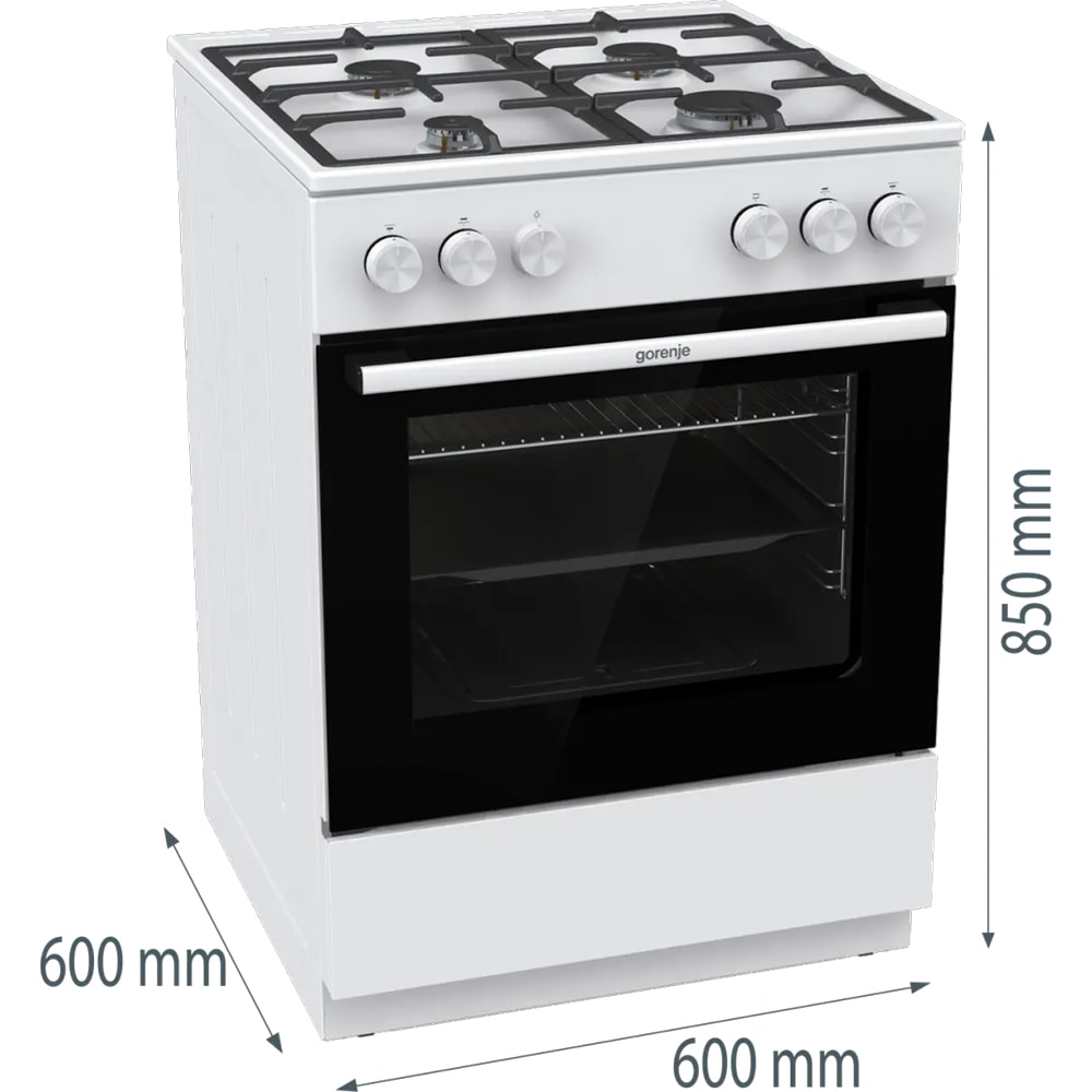 Aragaz GORENJE GG6A10WFFM, 4 arzatoare, Gaz, L 60 cm, alb