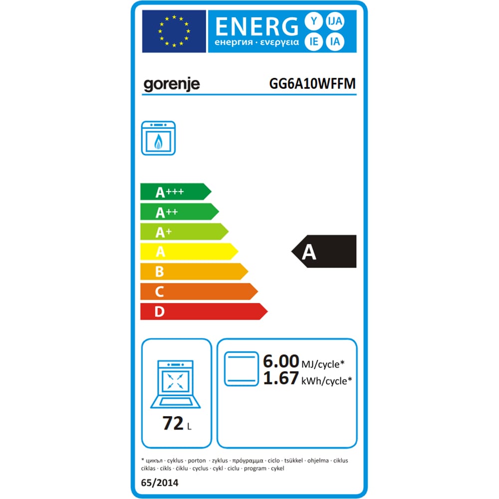 Aragaz GORENJE GG6A10WFFM, 4 arzatoare, Gaz, L 60 cm, alb
