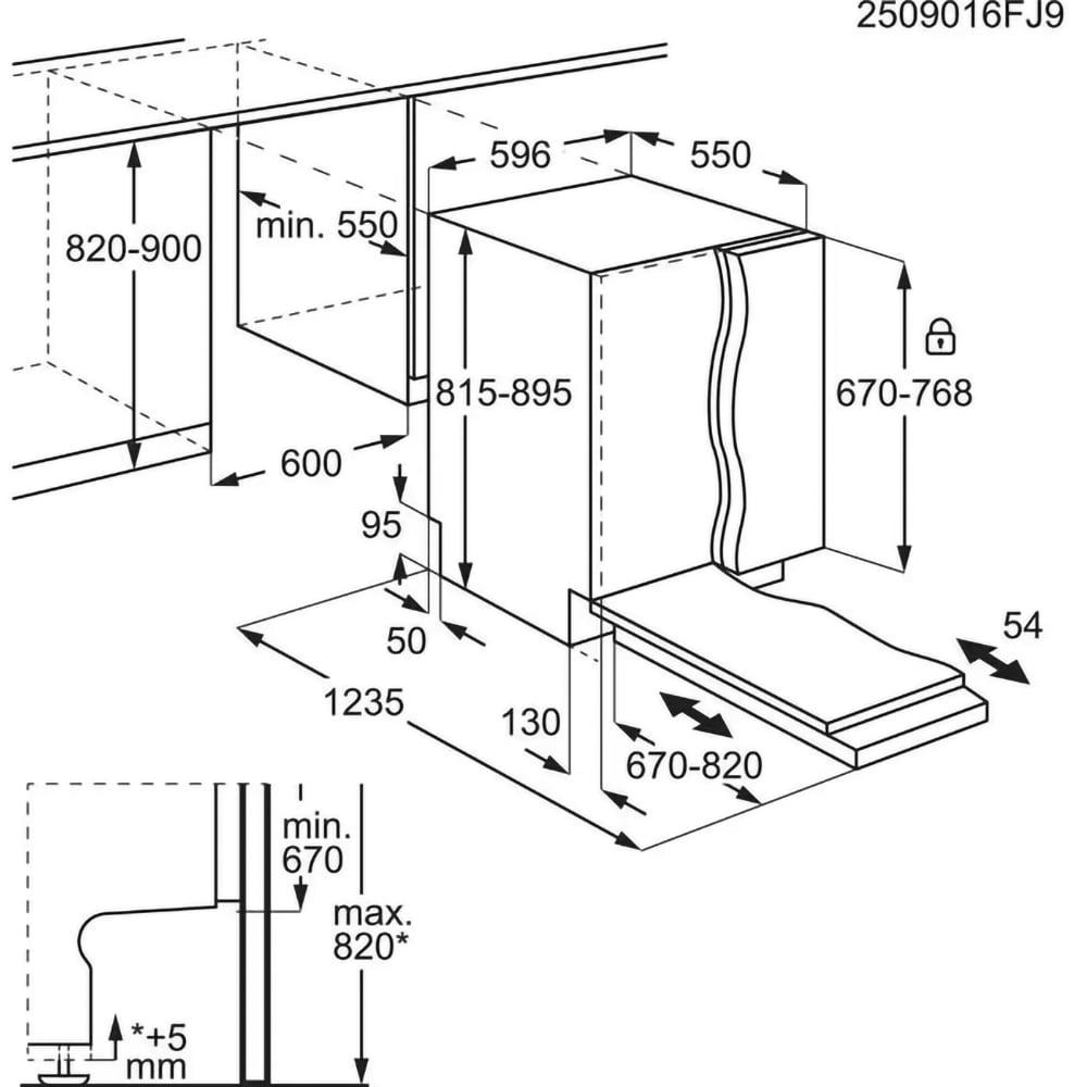 Masina de spalat vase incorporabila AEG GI7212A2SN, 14 seturi, 8 programe, 60 cm, Clasa A, panou comanda negru