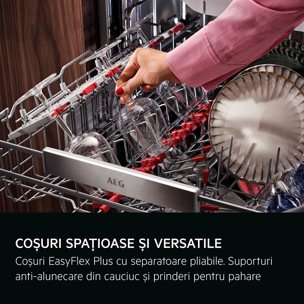 Masina de spalat vase incorporabila AEG GI8200A2TN, 14 seturi, 8 programe, 60 cm, Clasa A, Wi-Fi, panou comanda negru