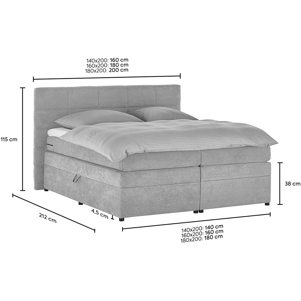 Pat tapitat Gibson, saltea, lada depozitare, 140 x 200 cm, bej