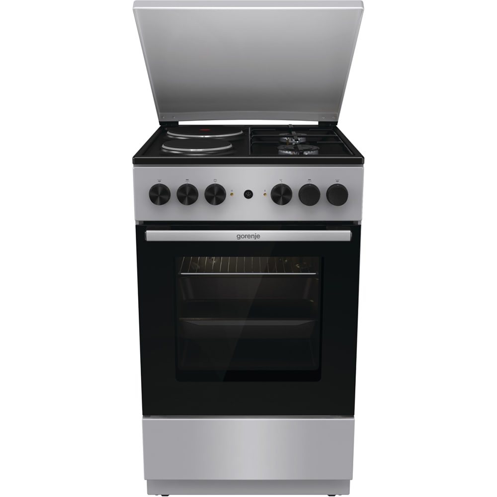 Aragaz GORENJE GK5A12SG, 4 arzatoare, Gaz + Electric, L 50 cm, gri
