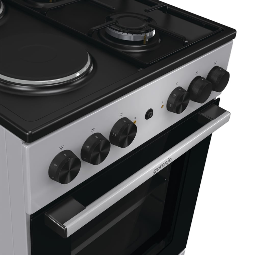 Aragaz GORENJE GK5A12SG, 4 arzatoare, Gaz + Electric, L 50 cm, gri