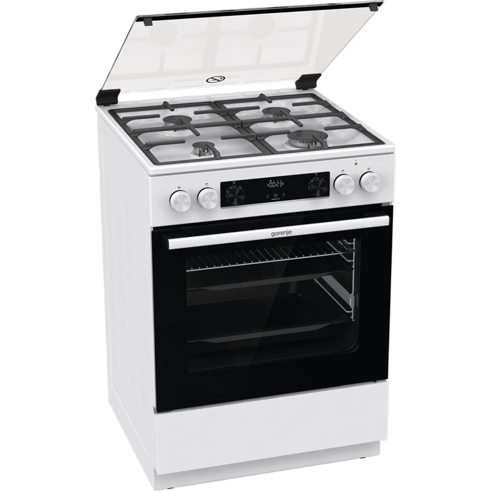 Aragaz GORENJE GKS6C70WF, 4 arzatoare, Gaz + Electric, L 60 cm, alb