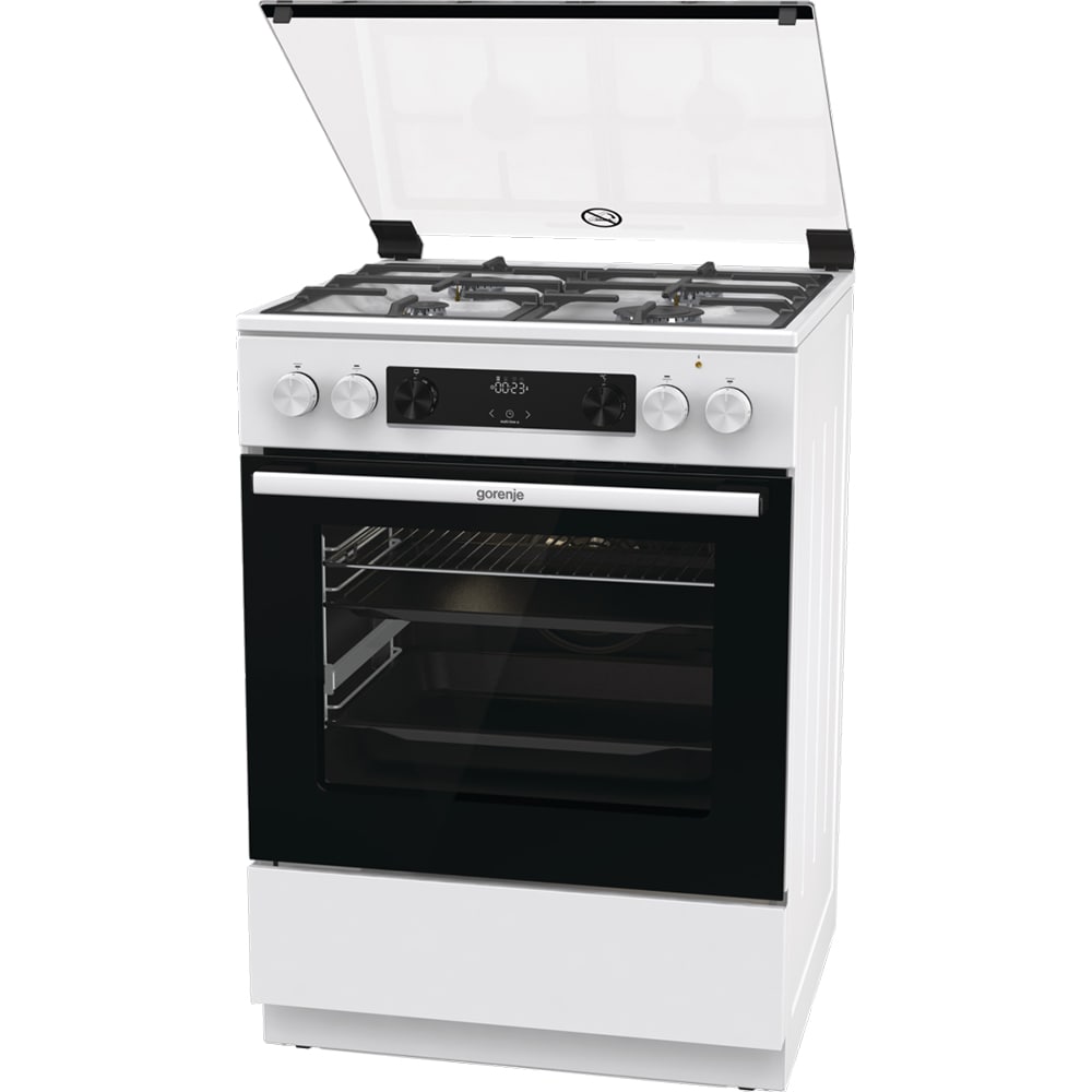 Aragaz GORENJE GKS6C70WF, 4 arzatoare, Gaz + Electric, L 60 cm, alb