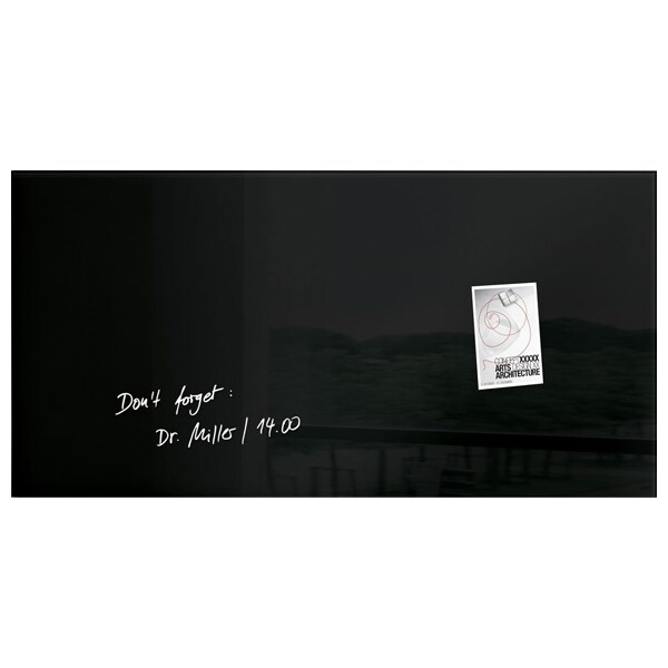 Tabla magnetica-sticla artverum® SIGEL GL145, 91 x 46 cm, negru