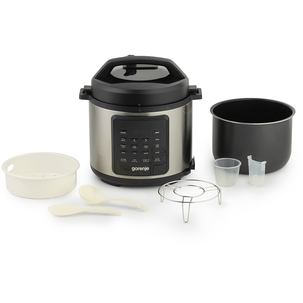 Multicooker GORENJE GMC6SBK, 5.7l, 1000W, 8 programe, argintiu-negru