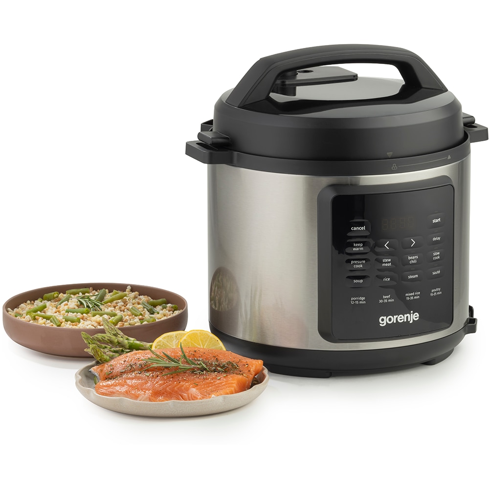 Multicooker GORENJE GMC6SBK, 5.7l, 1000W, 8 programe, argintiu-negru