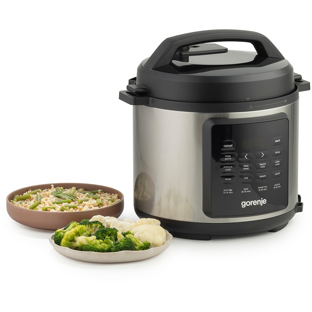 Multicooker GORENJE GMC6SBK, 5.7l, 1000W, 8 programe, argintiu-negru