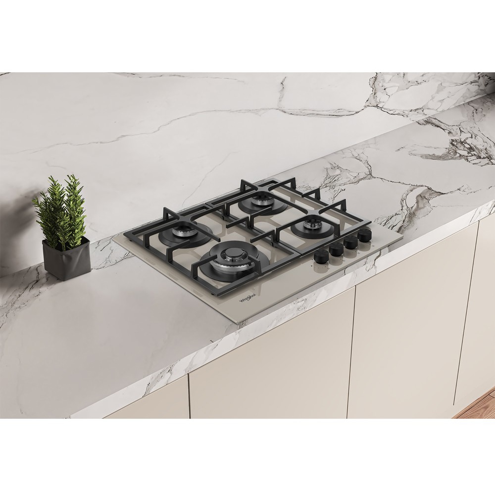 Plita incorporabila WHIRLPOOL GOFL 629/SH EE, Gaz, 4 arzatoare, Wok, silver dawn