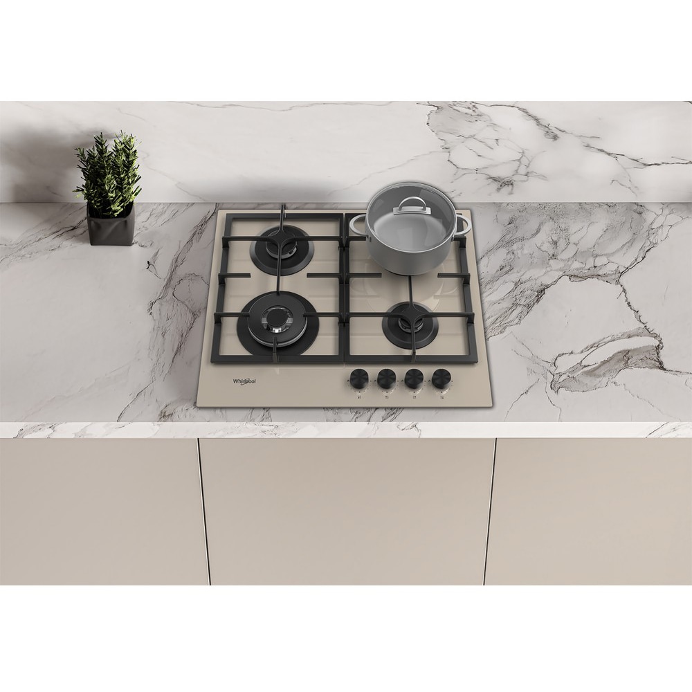 Plita incorporabila WHIRLPOOL GOFL 629/SH EE, Gaz, 4 arzatoare, Wok, silver dawn