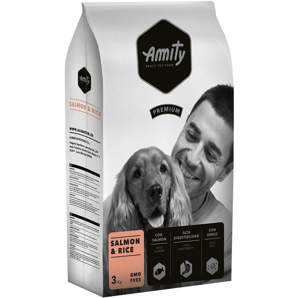 Hrana uscata pentru caini AMITY Premium, Adult, Somon si orez, 3 kg