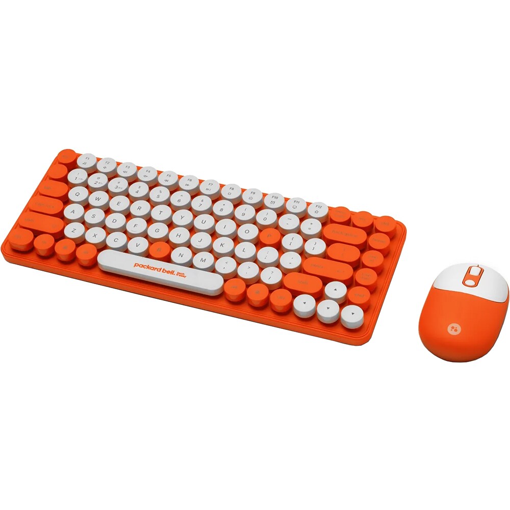 Kit tastatura si mouse Wireless ACER Packard Bell DotCombo PBA600, USB, Bluetooth, Layout US, portocaliu-alb