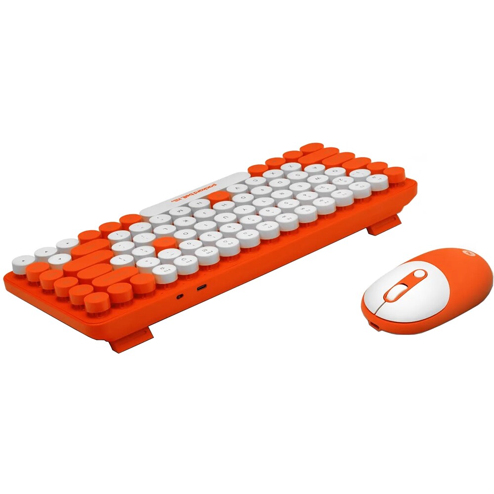 Kit tastatura si mouse Wireless ACER Packard Bell DotCombo PBA600, USB, Bluetooth, Layout US, portocaliu-alb