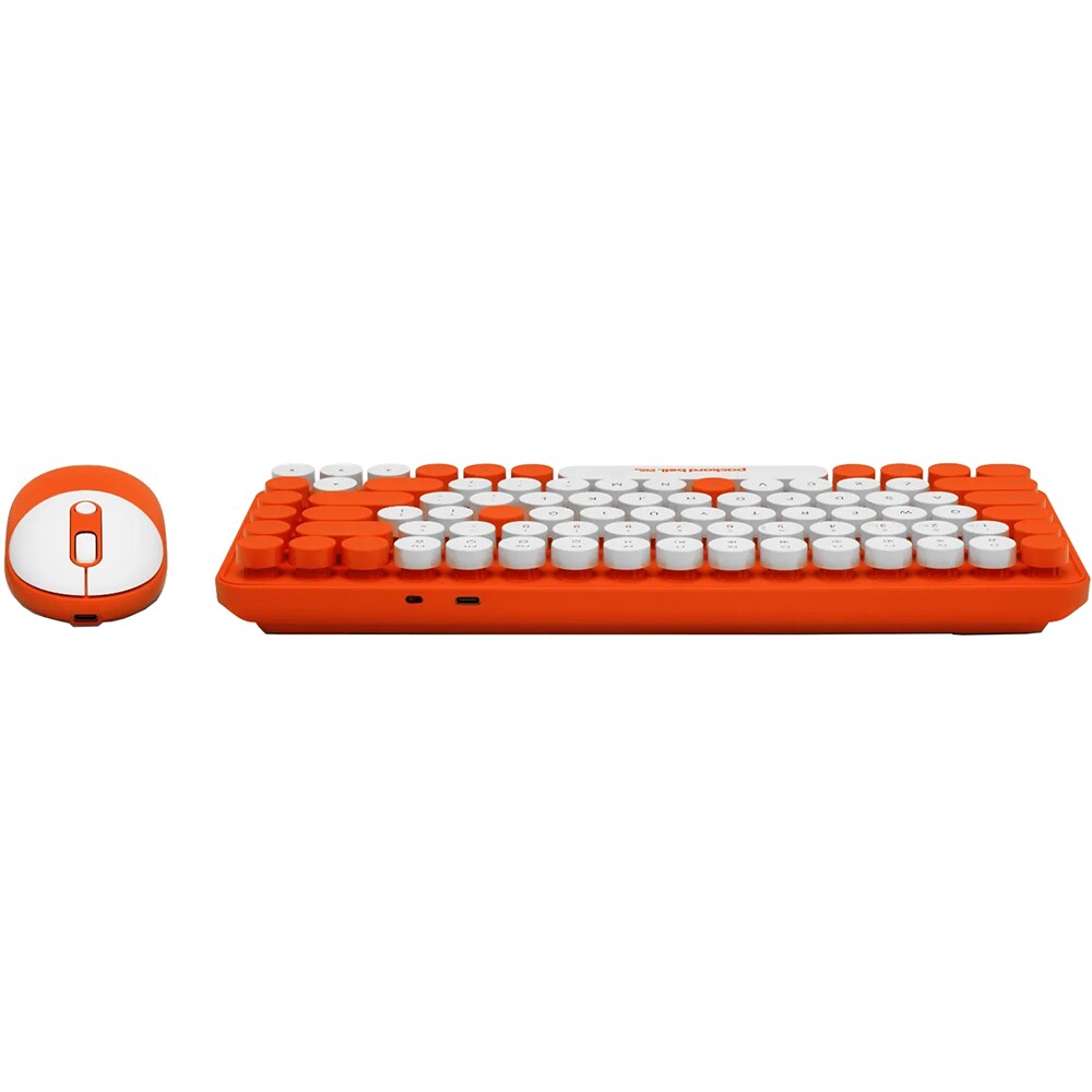 Kit tastatura si mouse Wireless ACER Packard Bell DotCombo PBA600, USB, Bluetooth, Layout US, portocaliu-alb