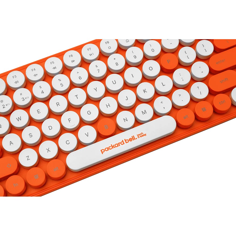 Kit tastatura si mouse Wireless ACER Packard Bell DotCombo PBA600, USB, Bluetooth, Layout US, portocaliu-alb