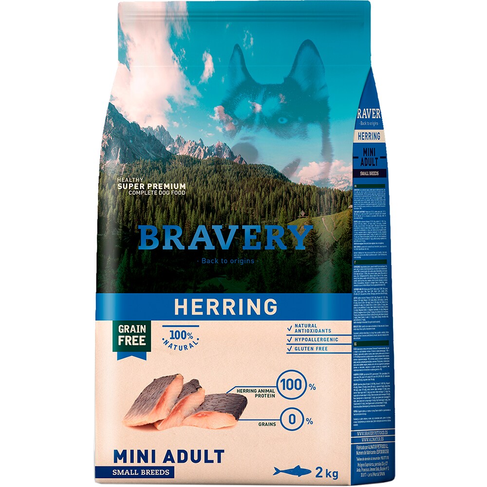 Hrana uscata pentru caini BRAVERY, Adult, Peste, 2 kg