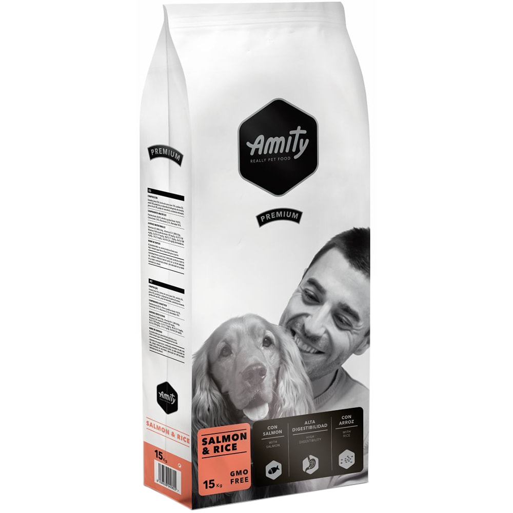 Hrana uscata pentru caini AMITY Premium, Adult, Somon si orez, 15 kg