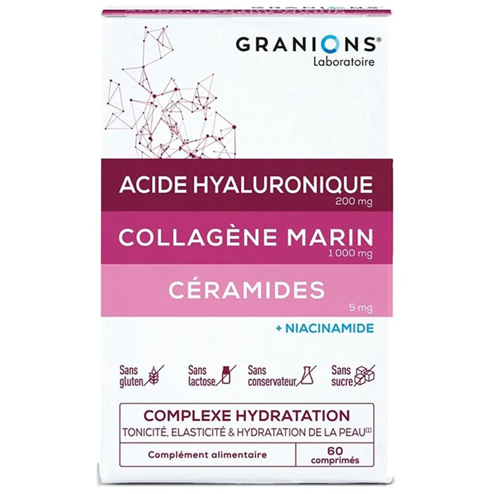 Supliment Complexe Hydratation - Acid Hialuronic, Colagen si Ceramide, 60 comprimate, GRANIONS
