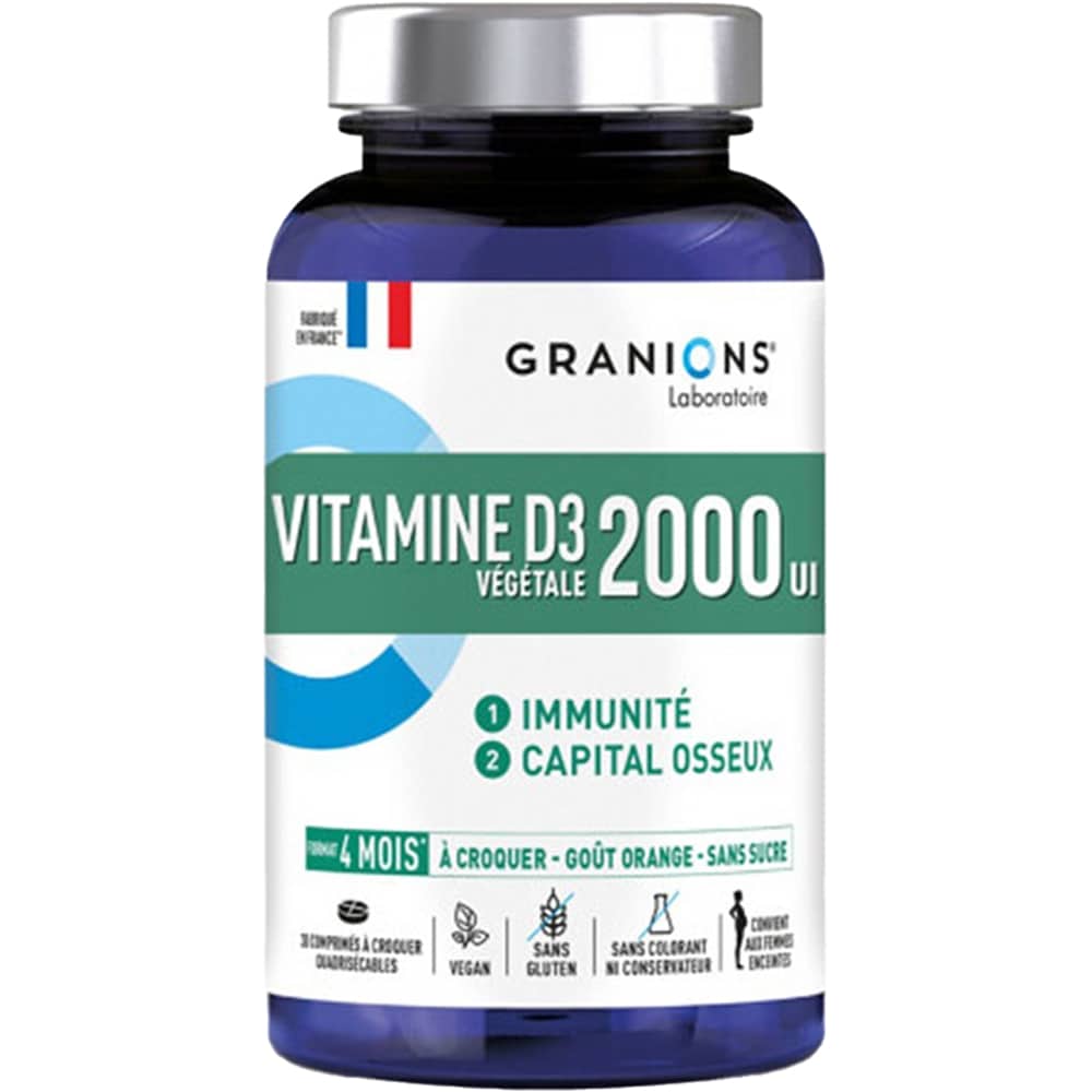 Supliment Vitamina D3 2000UI, 30 comprimate masticabile, GRANIONS