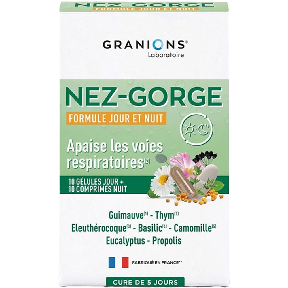 Supliment Formula zi si noapte pentru nas-gat, 20 capsule, GRANIONS