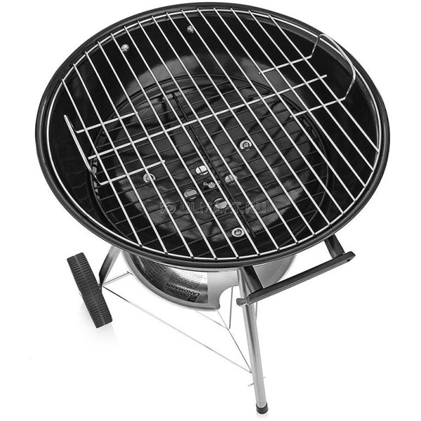 Gratar carbune LANDMANN Kettle Grill Chef, 43 cm, 1 suprafata, 2 role, negru