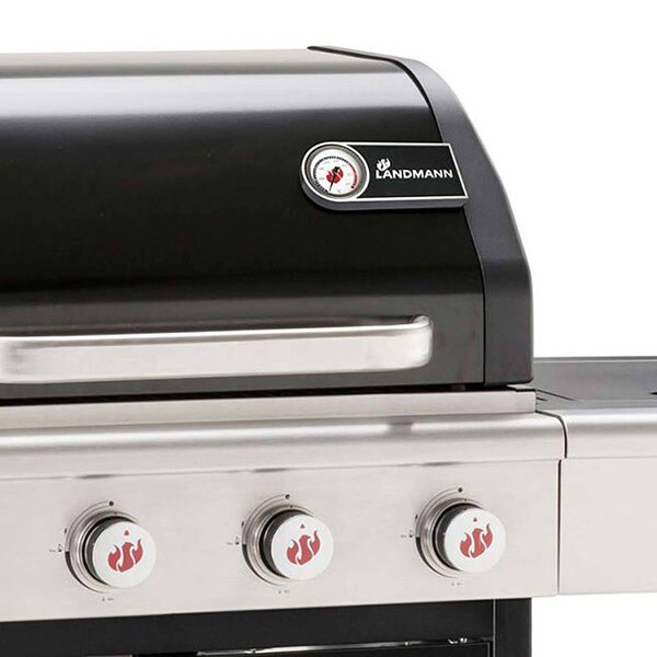 Gratar pe gaz LANDMANN Triton 12962, 65 x 44 cm, 4 + 1 arzatoare, 4 role, argintiu