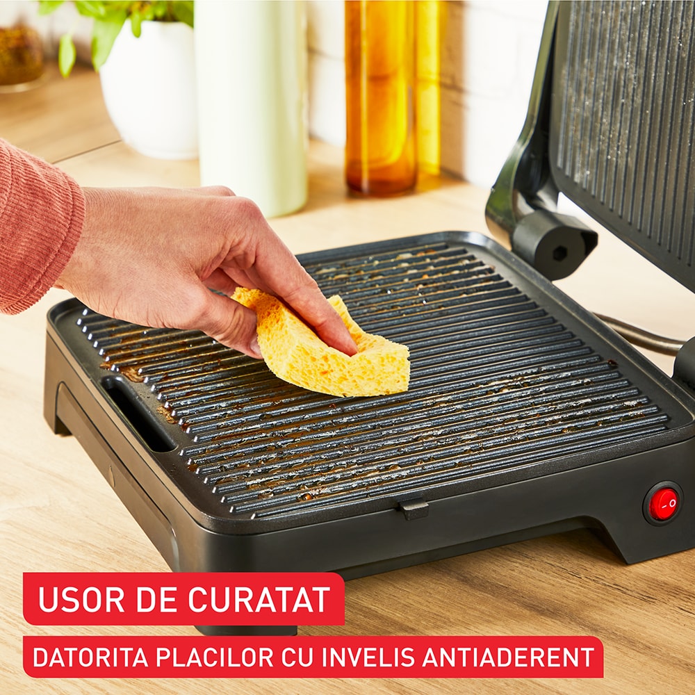Gratar electric TEFAL Inicio Adjust GC272D10, 2180W, functie Panini, argintiu-negru