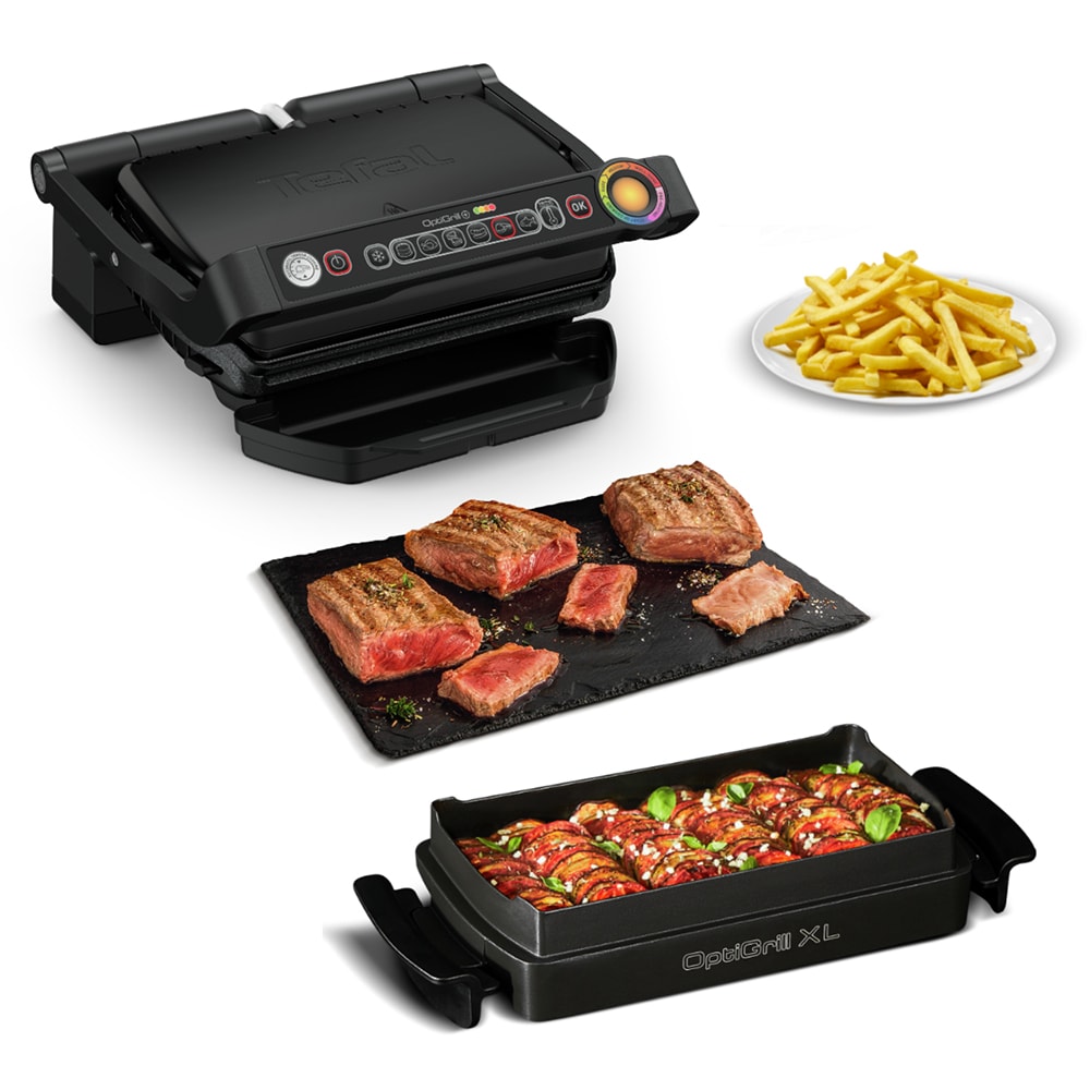 Gratar electric TEFAL OptiGrill+ Snacking&Baking GC714834, 2000W, 6 programe automate, negru
