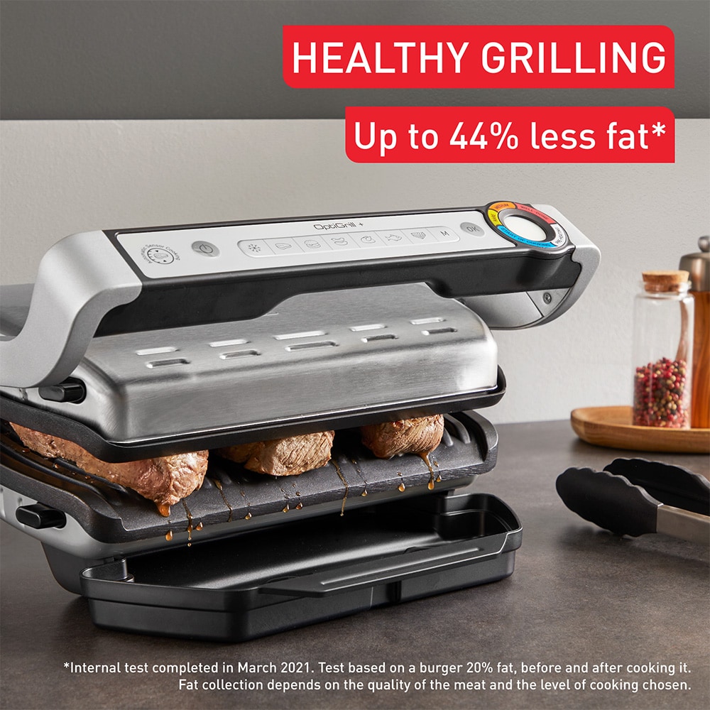Gratar electric TEFAL OptiGrill+ GC718D10, 2000W, 6 programe automate, argintiu-negru 