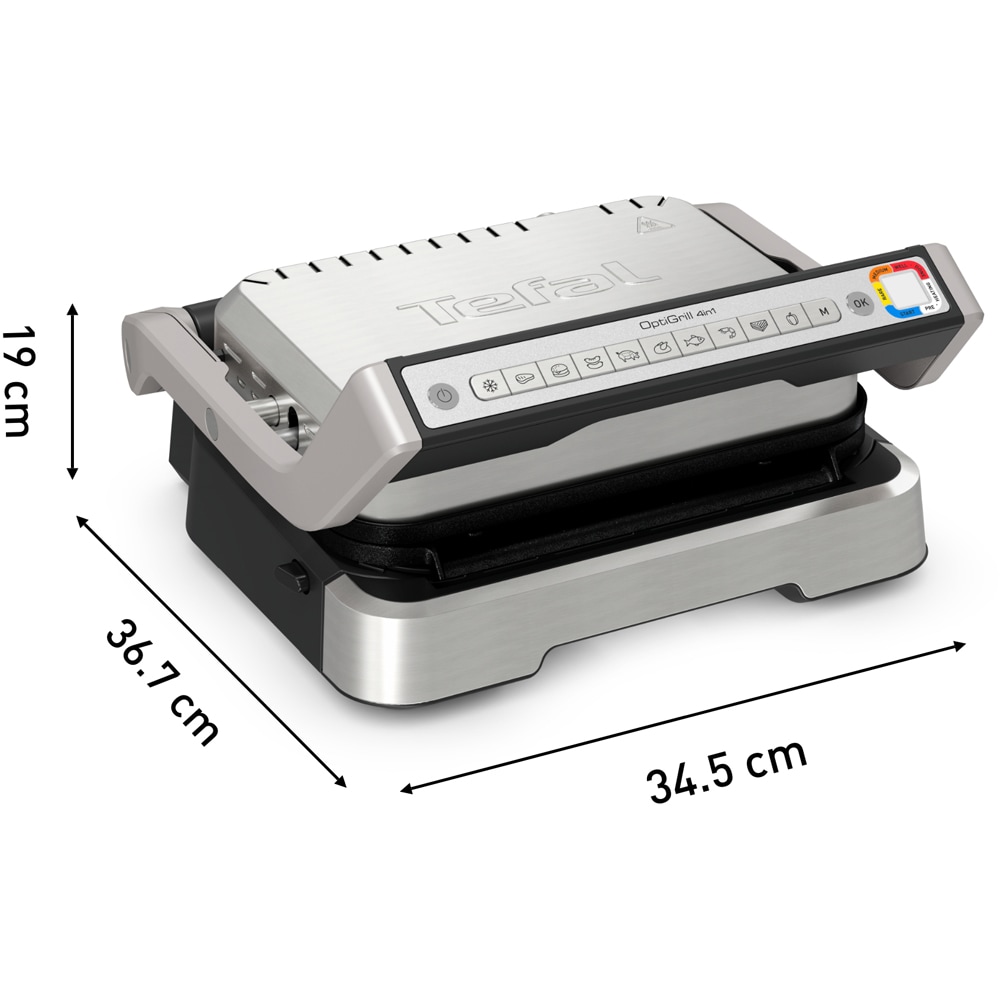 Gratar electric TEFAL OptiGrill 2in1 GC772D30, 9 programe, 2100W, argintiu-negru
