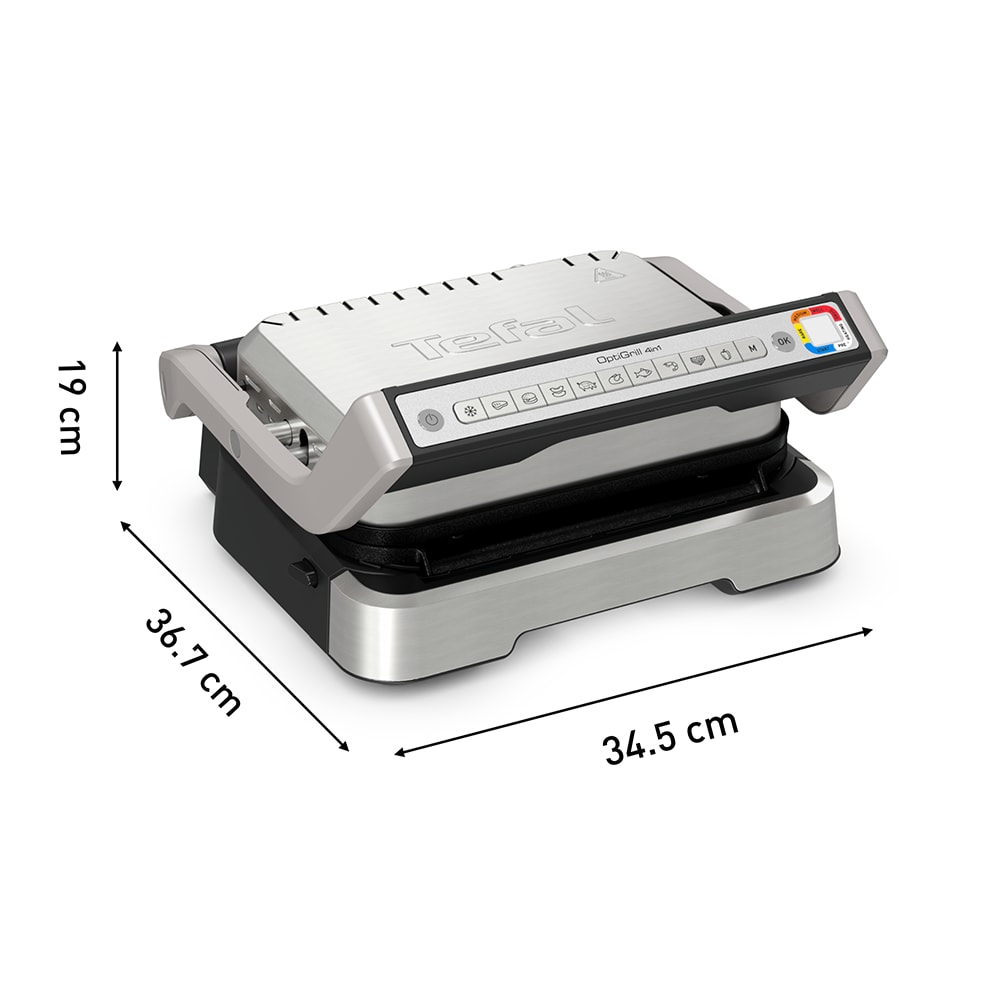 Gratar electric TEFAL OptiGrill 4in1 GC774D30, 2100W, 9 programe automate, argintiu-negru