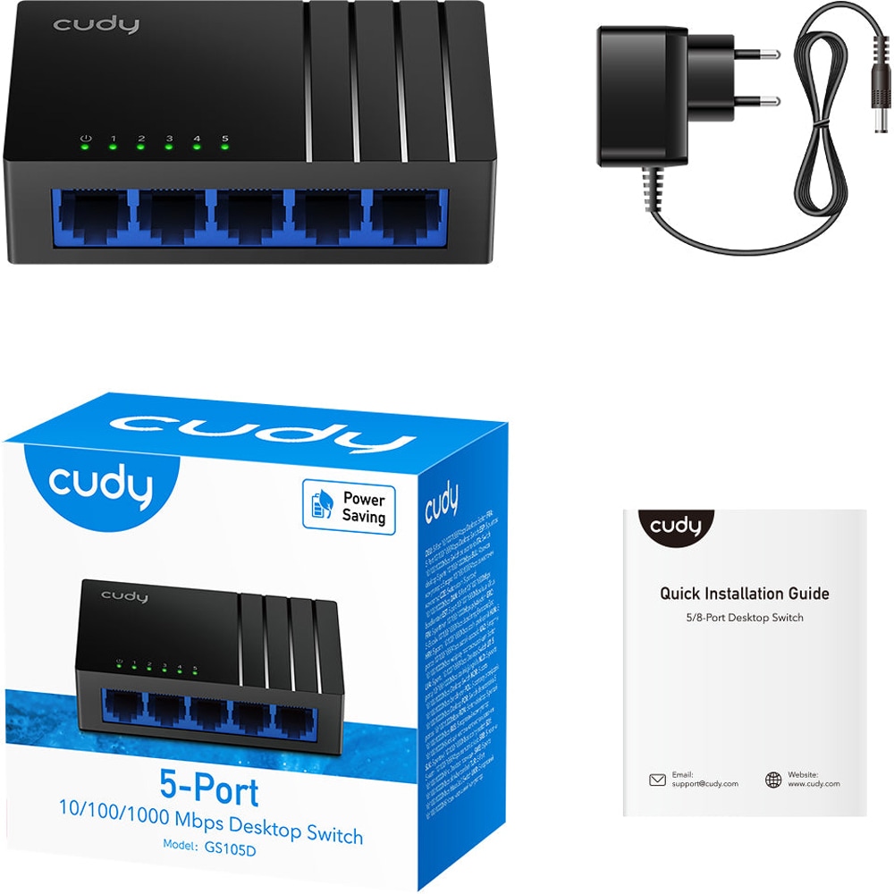 Switch CUDY GS105D, 5 porturi, Gigabit, negru