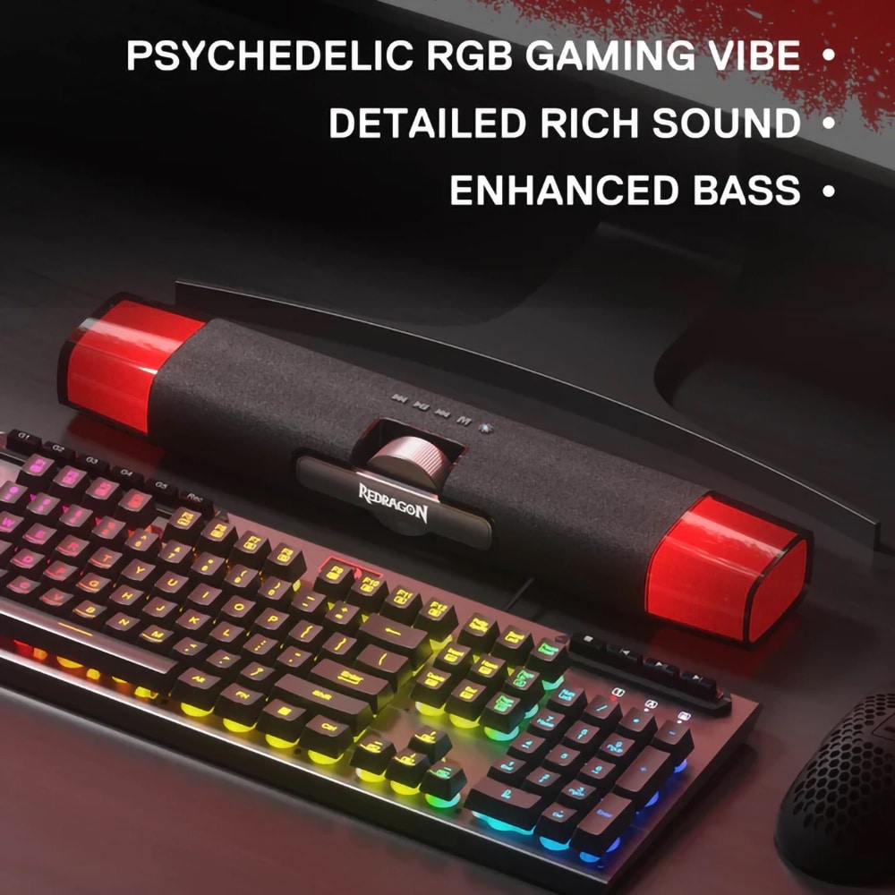 Soundbar PC REDRAGON Dora GS512, 2.0, 10W, Bluetooth, negru