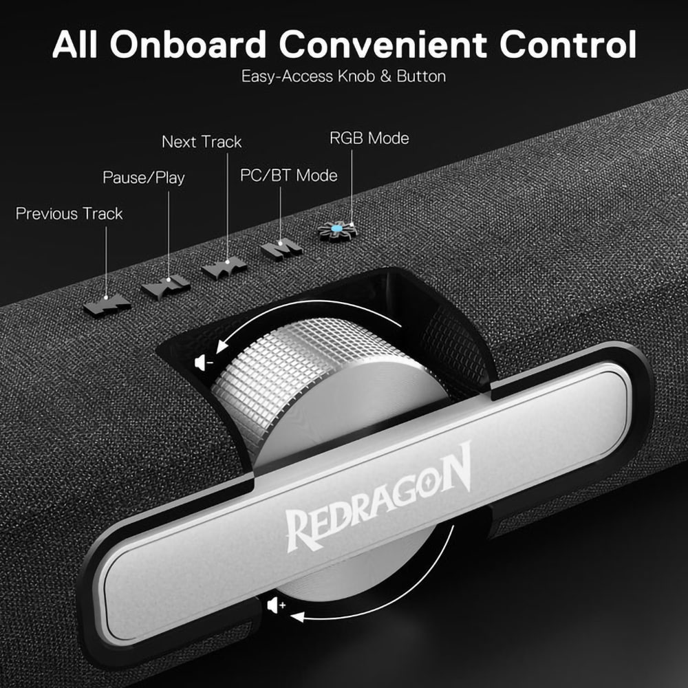 Soundbar PC REDRAGON Dora GS512, 2.0, 10W, Bluetooth, negru