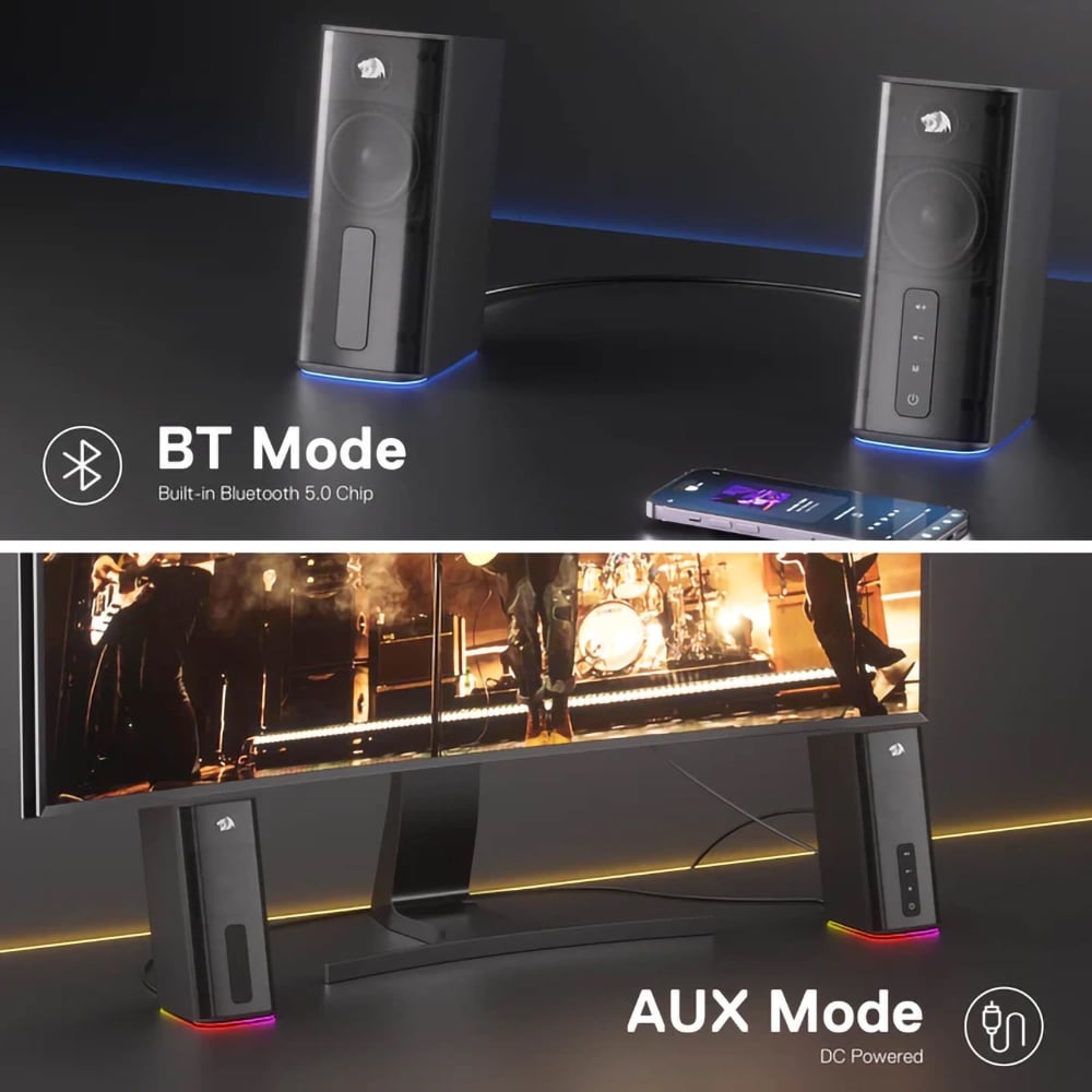 Boxe REDRAGON Connie GS814, 2.0, 20W, Bluetooth, negru