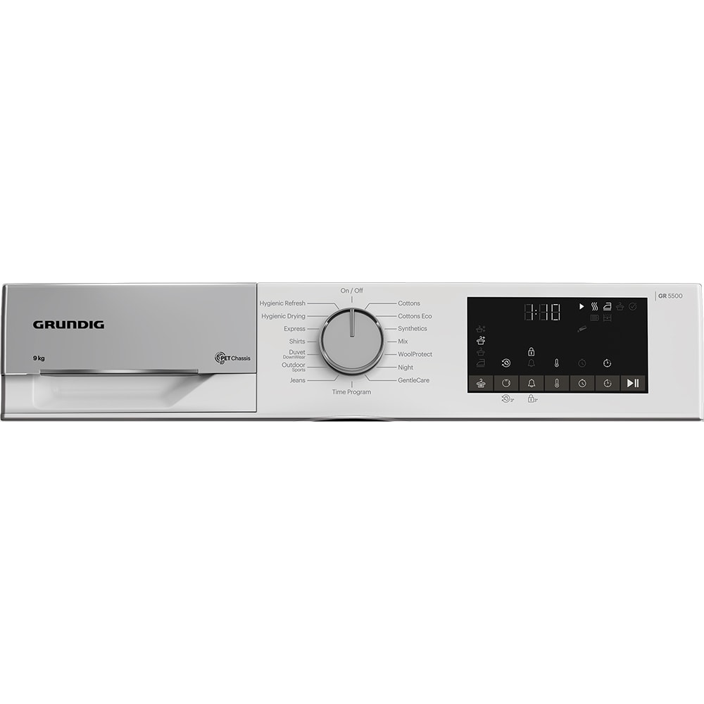 Uscator de rufe GRUNDIG GT55923 EU, Pompa de caldura, 9 kg, 15 programe, Clasa C, alb