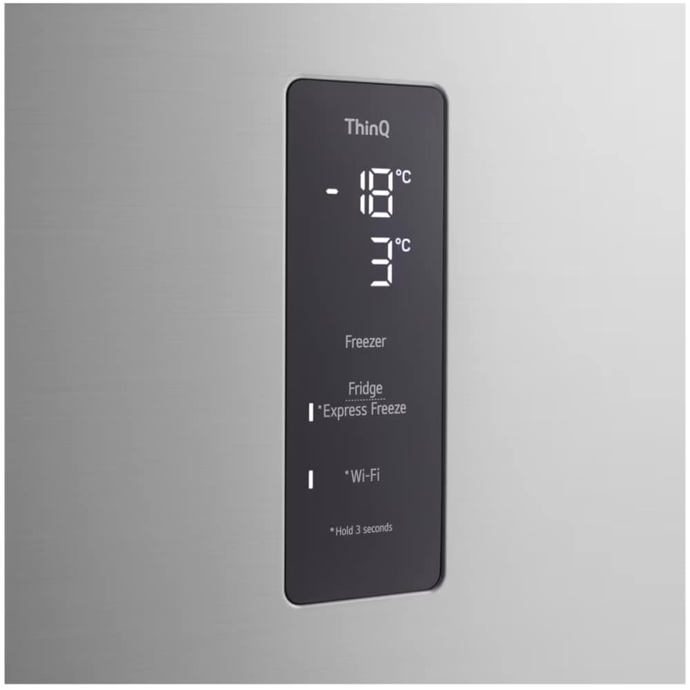 Frigider cu doua usi LG GTFV61PYBQD, No Frost, 609 l, H 186 cm, Clasa E, ThinQ, argintiu