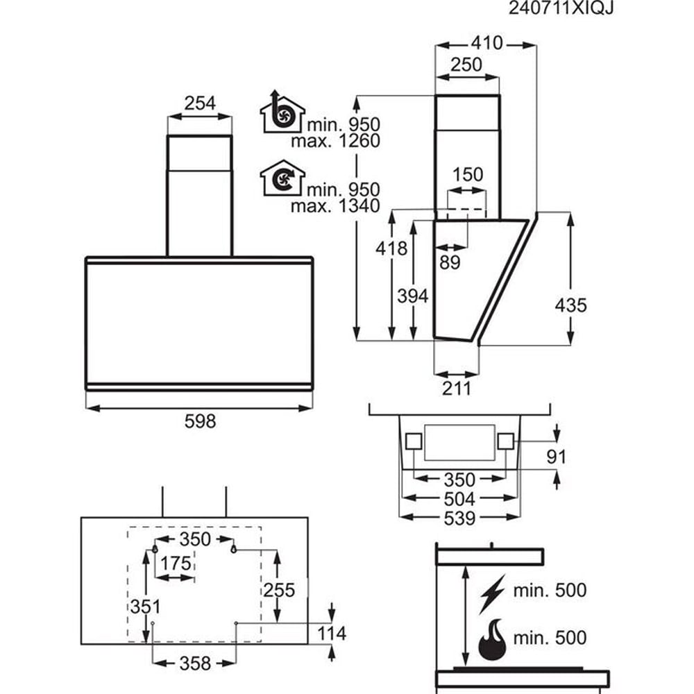 Hota decorativa AEG GV77D61SB, 1 motor, 760 m3/h, L 60 cm, negru